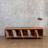 Teak Vinyl Storage Bench Hand Built By Pete Deeble Furniture - Long Beach CA