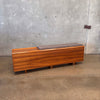 Teak Vinyl Storage Bench Hand Built By Pete Deeble Furniture - Long Beach CA