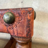Vintage 20th Century Leather Wrapped Hand Tooled Barley Twist Peruvian Signed End Table