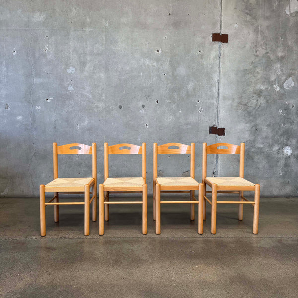 Set of Four Rush & Bentwood Italian Dining Chairs