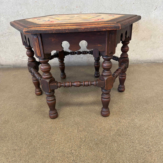 1930's Hexagon Mosaic Side Table