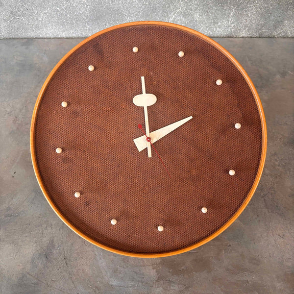 Vintage George Nelson for Howard Miller Masonite & Beech Clock C. 1950