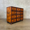 Vintage Burl Wood 12 Drawer Cabinet w/ Brass Knobs & Handles