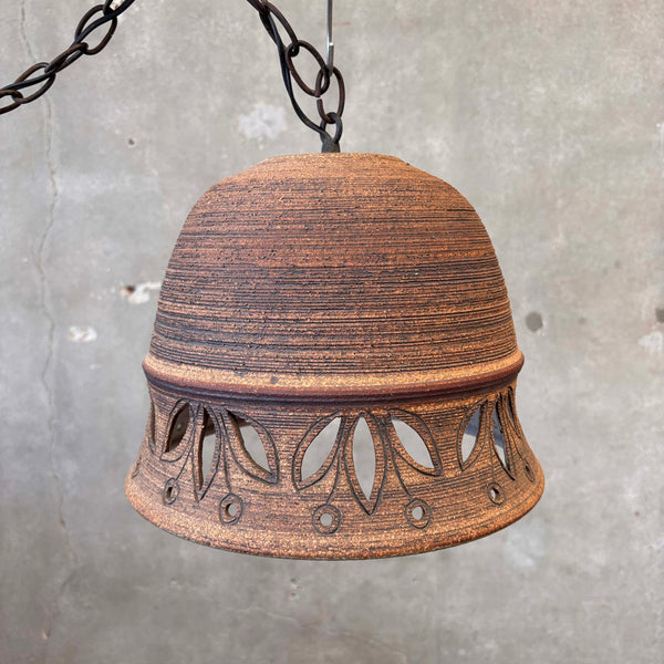 Vintage 1970s Stoneware Pendant Lamp by Victoria Littlejohn (Signed)