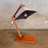 Vintage Studio Crafted Solid Mahogany Articulating Lamp w/ Fabric Shade