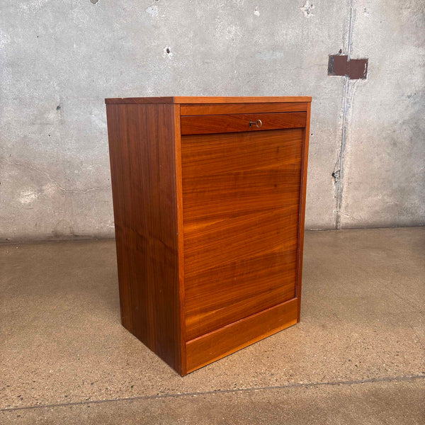 Mid Century Modern Teak Hans Wegner Roll Up File Cabinet With Key Product Image