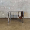 Vintage 1970s Chrome & Smoked Glass End Table With Magazine Rack Product Image