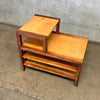 Mid Century Modern Brown Saltman Keppel Side Table With Siding Shelves Product Image