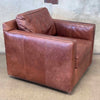 Vintage Crate And Barrel Leather Swivel Club Chair Product Image