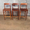 Set Of 3 Mid Century Modern Bar Stools Danish Style With Walnut Finish - Italy Product Image
