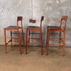 Set Of 3 Mid Century Modern Bar Stools Danish Style With Walnut Finish - Italy Product Image