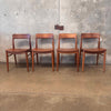 Set of 4 Mid Century Modern Dining Chairs Walnut Finish Made In Italy Product Image
