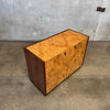 Mid Century Modern Burlwood & Brass Two Door Cabinet Product Image