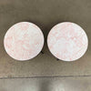 Mid Century Pair Of Round End Tables (Faux Pink Marble, Metal Legs) Product Image
