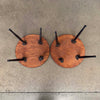 Mid Century Pair Of Round End Tables (Faux Pink Marble, Metal Legs) Product Image
