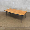Mid Century Faux Wood Top Coffee Table Metal Legs Product Image