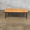 Mid Century Faux Wood Top Coffee Table Metal Legs Product Image