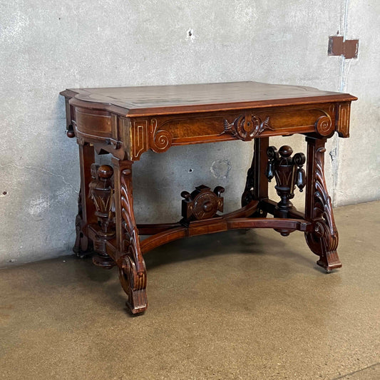 19th Century American Victorian Renaissance Revival Walnut Library Desk