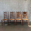 Vintage Walnut Ladder Back Dining Chairs (Set Of 4) Product Image