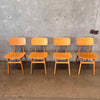 Set of Four Mid Century Modern Oak Dining Chairs - Made in Italy Product Image