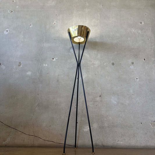 Mid Century Brass & Metal Floor Lamp