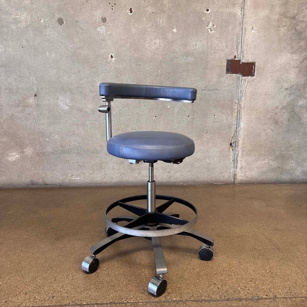 Vintage 1980s Blue Upholstery Professional Medical Or Artist Stool Product Image