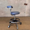 Vintage 1980s Blue Upholstery Professional Medical Or Artist Stool Product Image