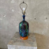Mid Century Modern Monumental Blue Green Floral Etched Table Lamp Product Image