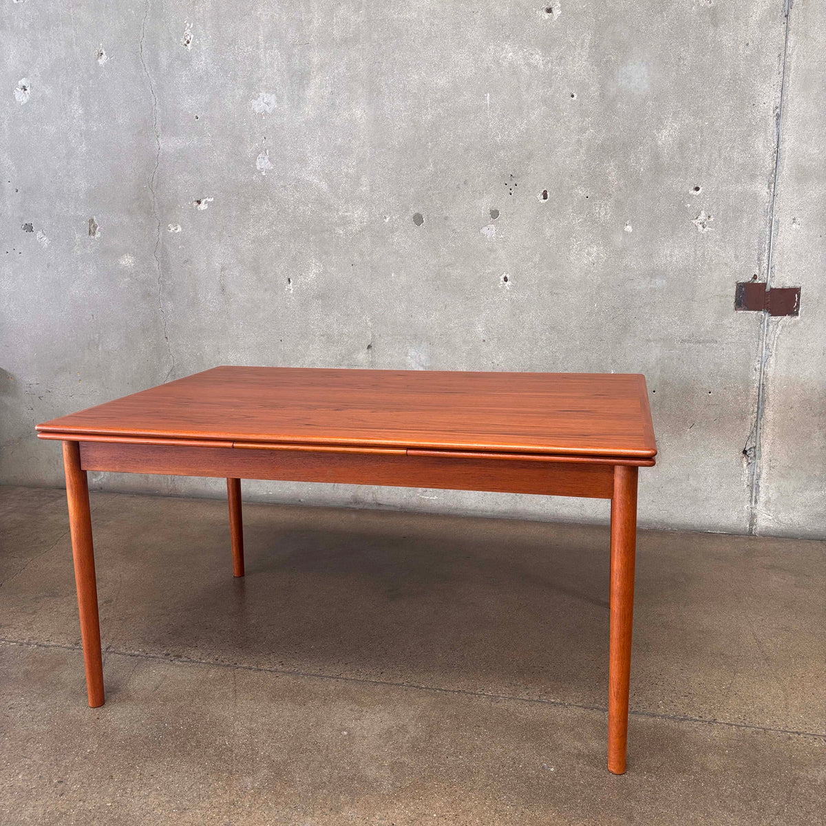 1920's Danish Mid Century Modern Teak Dining Table w/ Two Internal Leaves