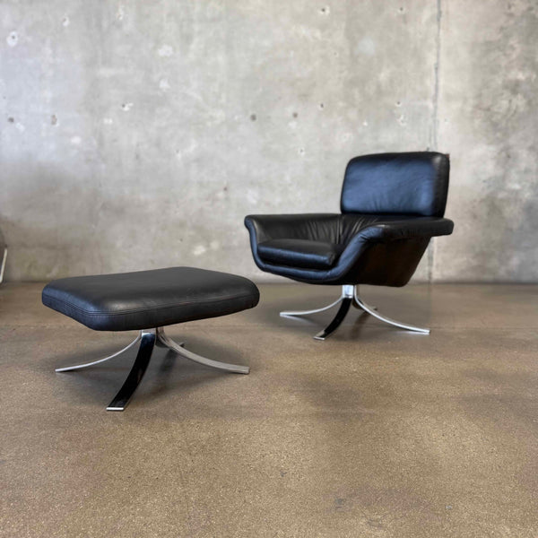 Contemporary Leather Lounge Chair & Ottoman Product Image