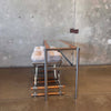 Vintage 1970's Chrome Oak Bar/Table With 2 Bar Stools New Upholstery Product Image