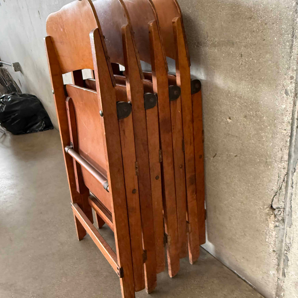 Set of Four 1950s Vintage Art Deco Arts & Crafts Maple Folding Chairs