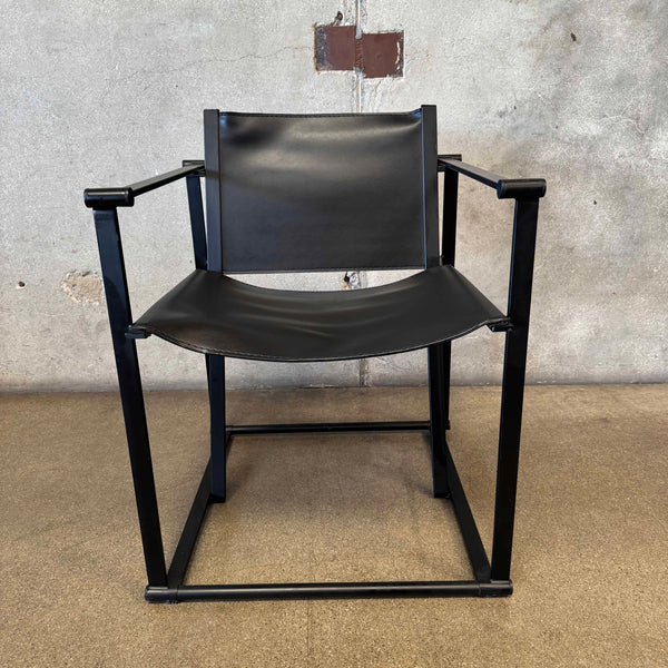 Postmodern Black Leather + Metal Armchair By Radboud Van Beekum For Pastoe Product Image