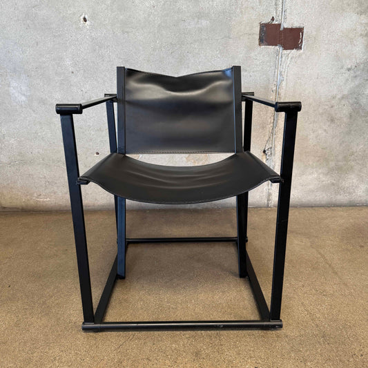 Postmodern Black Leather + Metal Armchair By Radboud Van Beekum For Pastoe #4