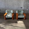 Leather + Palmwood Pair Of Lounge Chairs By Pacific Green Product Image