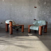 Leather + Palmwood Pair Of Lounge Chairs By Pacific Green Product Image