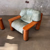 Leather + Palmwood Pair Of Lounge Chairs By Pacific Green Product Image