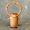 Signed + Dated Handcrafted Stoneware Vessel Studio Pottery W/ Arched Loop Handle Product Image