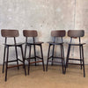 Set Of 4 Mid Century Modern Dark Walnut Barstools Made In Italy Product Image