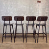 Set Of 4 Mid Century Modern Dark Walnut Barstools Made In Italy Product Image