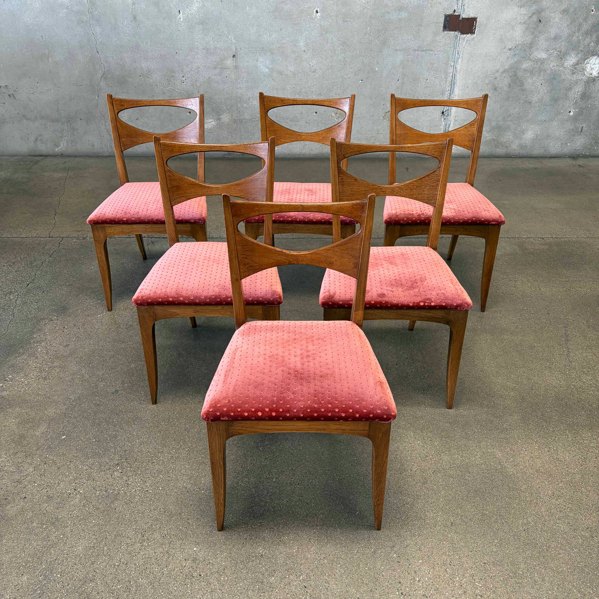 Set of 6 John Van Koert for Drexel Profile Walnut Dining Chairs