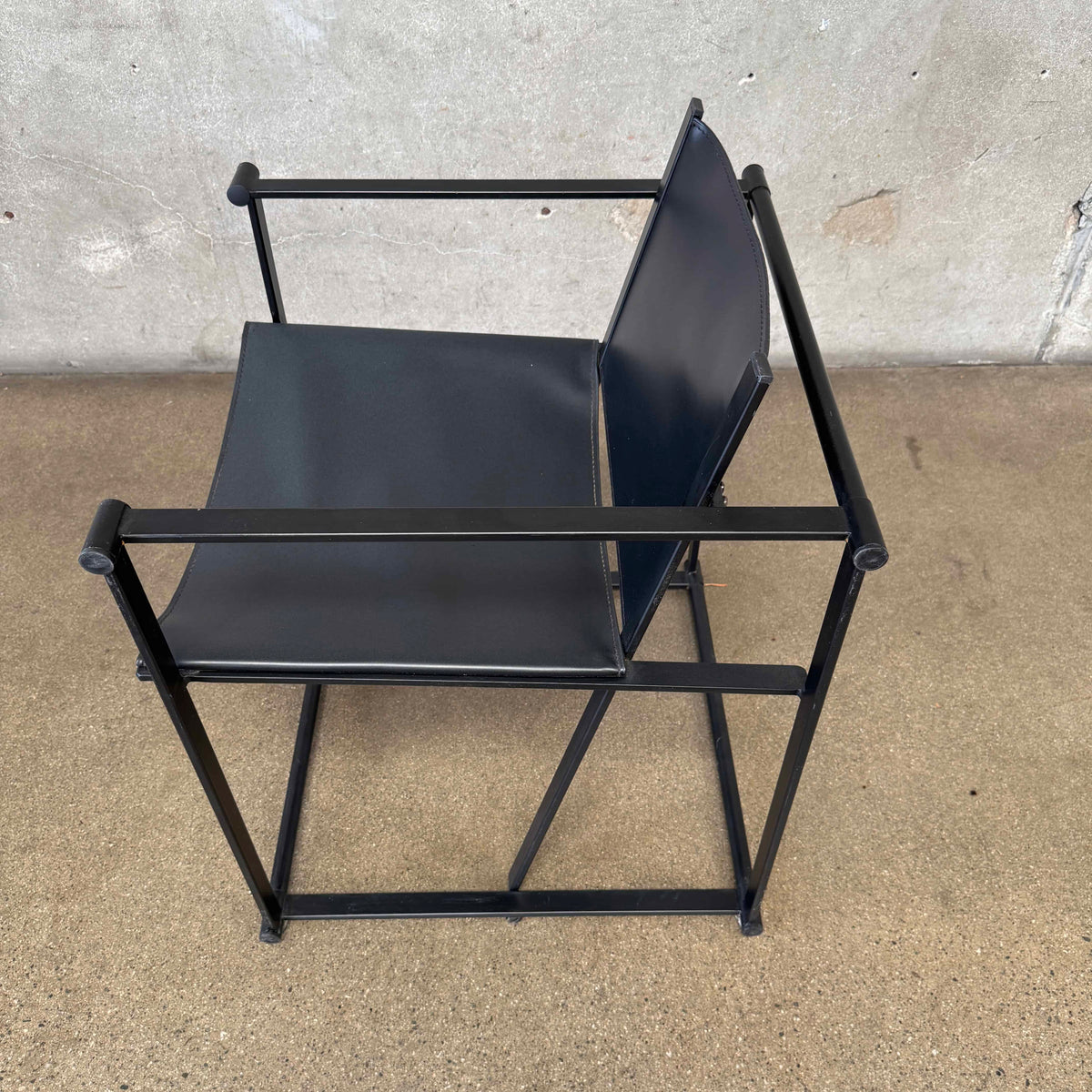 Post Modern Black Leather And Metal Armchair #5