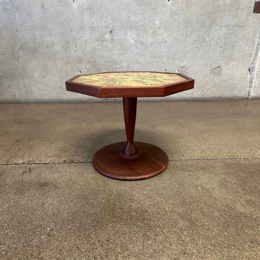 Vintage Signed Walnut & Mosaic End Table