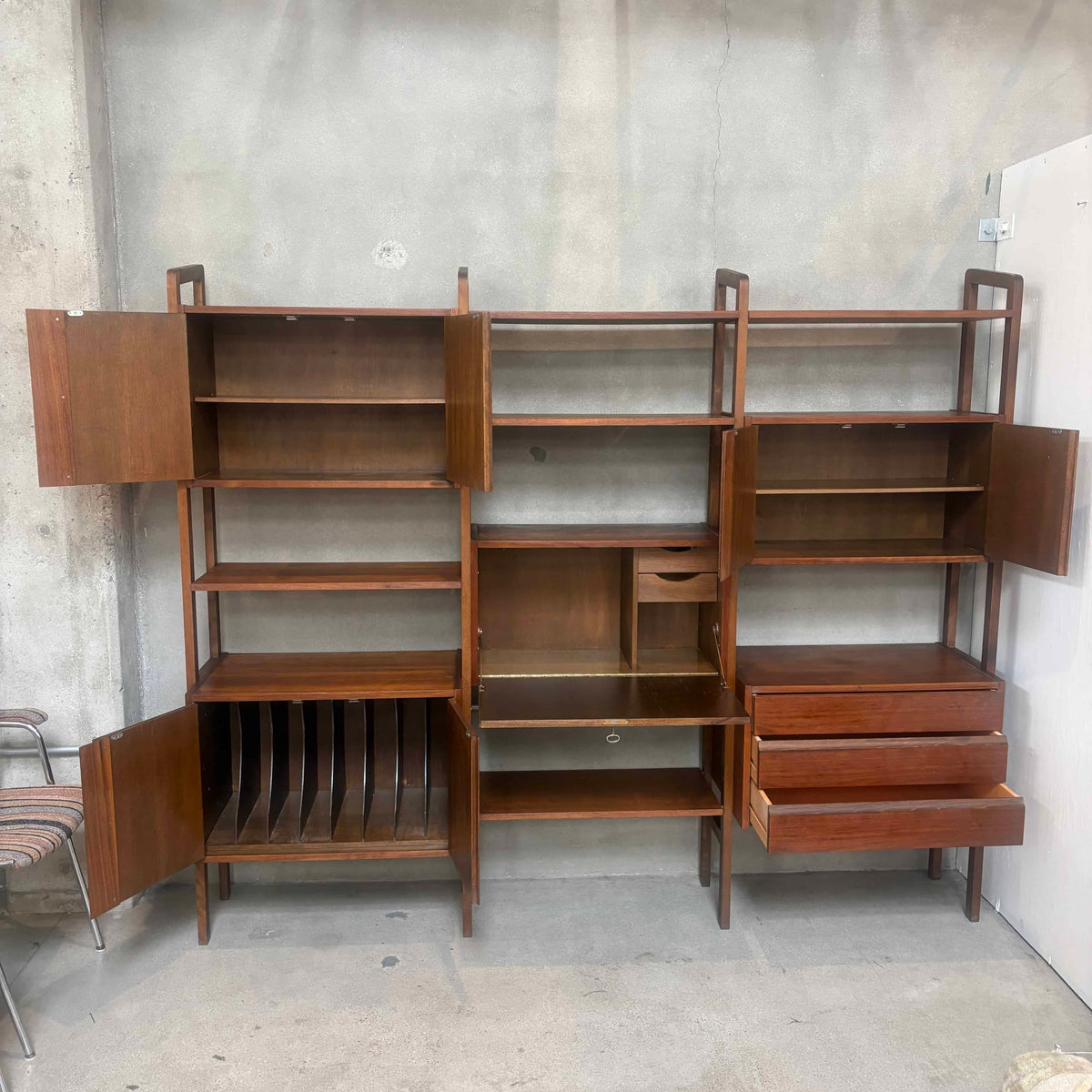 Mid Century Modern Free Standing Wall Unit With Key