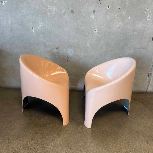 Pair of Flesh Pink 1960s Fibrella Patio Chairs