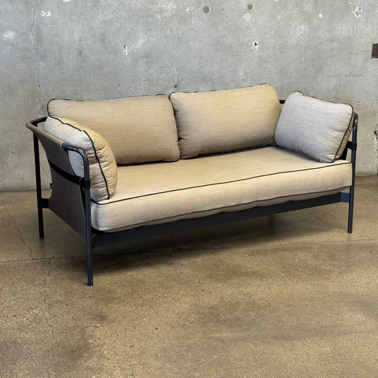 Two Seater Sleep Sofa With Metal Frame By Hay Can 2.0 Olive Green & Gray
