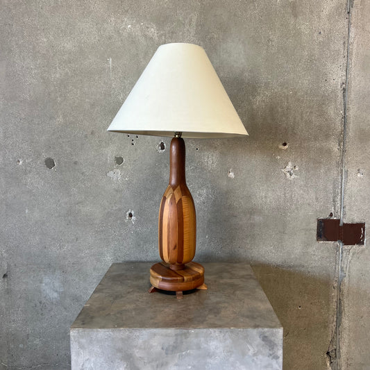 1970's Mixed Wood Lamp