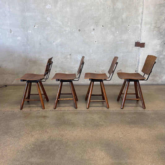 Vintage Set Of Four Swivel Dining Chairs