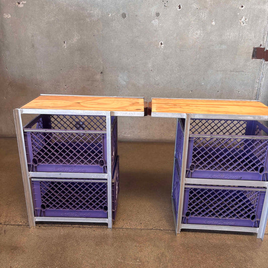 Pair Of Industrial Low Milk Crate Cubby's/Drawers