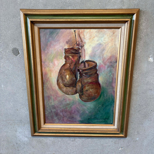 Boxer Gloves Oil Painting C. 1970's By Eliot Freedman